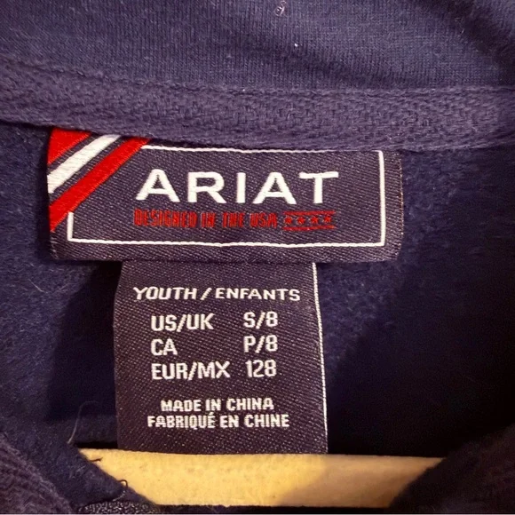 Ariat full zip sweatshirt girls size S/8 blue western wear cowgirl horse ranch - Picture 2 of 10